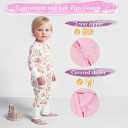 Satol Baby Girl Cotton Clothes, One-Piece Zip Front Footed, 2 Way Zipper Outfit Baby Clothes for Girls (6-9 Months, Pink)