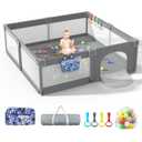 LUTIKIANG Extra Large Playpen for Toddlers, 79" X 71" with Gates, Baby Play Yards, Safety Indoor Play Area, Ocean Balls (Grey)