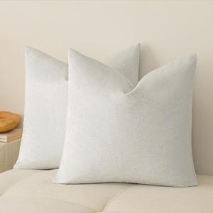 a moment Pack of 2 White Stain-Resistant Throw Pillow Covers Pet-Friendly Pillowcases Cushion Covers for Sofa Couch Bed Outdoor Waterproof 18x18 Inch