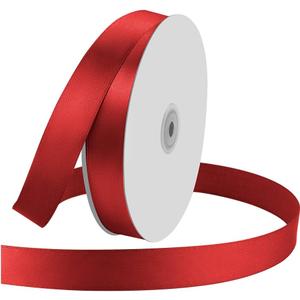 1" Wide x 100 Yards Single Face Polyester Satin Ribbon, Satin Ribbon for Crafts, Gift, Hair Bows, Wedding Party Decoration, Bow Making & Other Projects (Red)