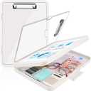 Clipboard With Storage, Clip Boards 8.5x11 With Dual Storage, Plastic Clipboards Clear Visible Dry Erase Top Panel, High Capacity Clip Board Organizer For Work School Office (White) (Letter Size)