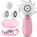 TOUCHBeauty Spin Brush Face Cleanser with 3 Brush Heads for Deep Cleansing Exfoliation and Massaging (Pink)