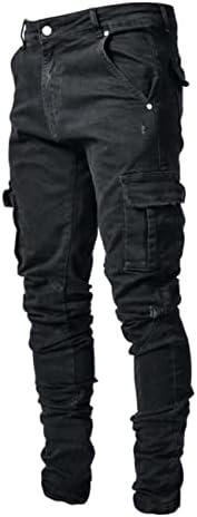 HUNGSON Men's Slim Fit Stretch Jeans Ripped Skinny Jeans for Men, Distressed Straight Leg Fashion Comfort Flex Waist Pants, Size: 38