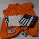 Arvilhill 5 Pcs Prisoner Costume for Men Orange Short Sleeve Uniform Outfit with Handcuffs Sign Number Stickers Tattoo Halloween Clothing M