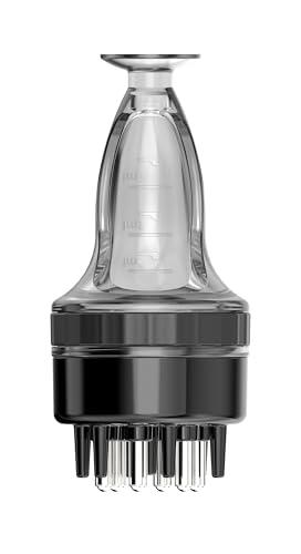 Scalp and Hair Growth Massager Comb with Applicator Bottle for Essential Oils, Serums, and Follicle Care Treatment (Black)