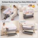 Larex Baby Bassinet Bedside Sleeper Crib Co Sleeper for Newborn Infant Toddler with Mosquito Net, Storage Bag & Basket, 5-Height Adjustable, Movable Wheels, Breathable Mattress & Mesh (Dark Gray)