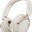 LORELEI Q30 Bluetooth Headphones Over Ear,60H Playtime & 3 EQ Music Modes,BT6.0 Headphones Wireless with Mic,Foldable Lightweight Headsets,HiFi Stereo Deep Bass for Home Travel iPad Tablet-Beige White