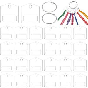 BENECREAT 40 Pcs Acrylic Floss Drops, Clear Embroidery Floss Bobbins with 2 Pcs Stainless Steel Rings, Winding Boards for Sewing Thread, Embroidery Floss, DIY Crafts and Projects