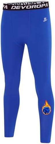 DEVOROPA Youth Boys' Compression Leggings Sports Tights Fleece Lined Thermal Base Layer Pants Large