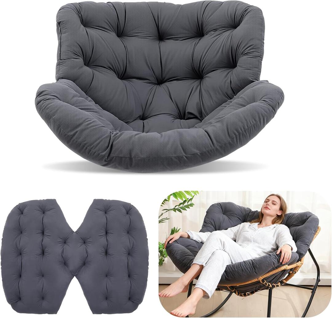 Papasan Chair Cushion Outdoor, 55.12 x 41.73 Inches Waterproof Thicken Egg Chair Papasan Cushion Replacement for Garden, Porch, Balcony, Lounge