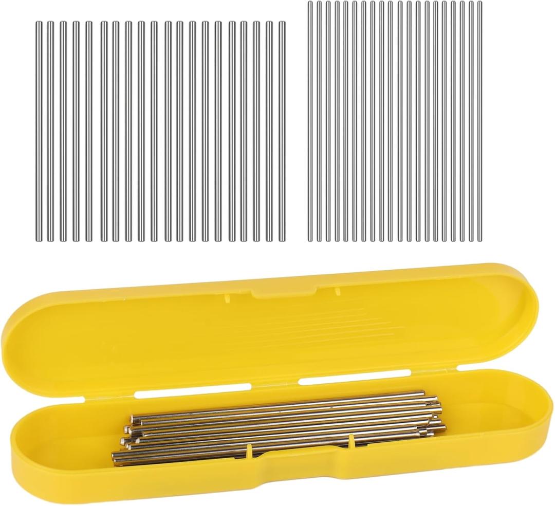 Aeelike Stainless Steel Rod Pins for Blocking Board, Knitting & Crochet Supplies Blocking Pins Kit, 40pcs Metal Pegs with Yellow Box for Blocking Mats Granny Squares Small Projects (3.94 inch and 5.90 inch)