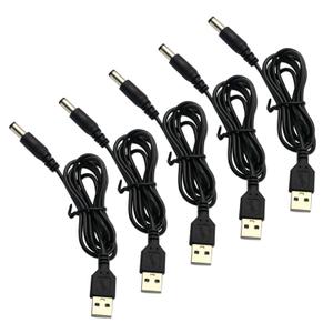 V TELESKY 5 Pack USB 5V to DC 5.5 x 2.5mm Jack Adapter Connector with Plug Barrel, 5Volt Step Up Charging Converter Black3.3Feet/1Meter