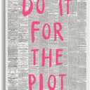 6 x Pink Preppy Wall Art Retro Chicago Newspaper Aesthetic Wall Decor Do It For The Plot Posters Canvas Print Trendy Room Decor Affirmation Quote Pictures for Apartment Bedroom Dorm 8x12inch Framed