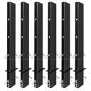 SALUINOKI 6Pack 30 inch Adjustable C Channel Pipe Stake Black for Flatbed Trailer Hauler with Anti-Loss Cord, 30 inch Flatbed Trailers Stake Pocket D Ring, Trailer Stakes Side Rail