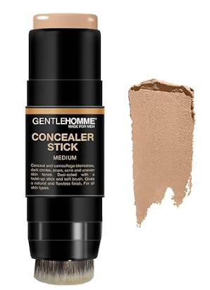 Gentlehomme Men's Concealer Stick with Brush for Dark Circles Eraser, Medium