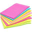 Paper Junkie Lined Sticky Notes in Bright Neon Colors, Self-Stick Memo Notepad 4 inch x 6 inch for Office & School - Pack of 8 Post Notes - 2 Pack
