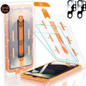 MRGLAS 2+2 Packs for Samsung Galaxy S25 Ultra Screen Protector 6.9'' with Camera Lens Protector [Auto-Dust Removal] [100% Fingerprint Unlock] HD 9H Tempered Glass 10X Military Protection, Zero-Bubble