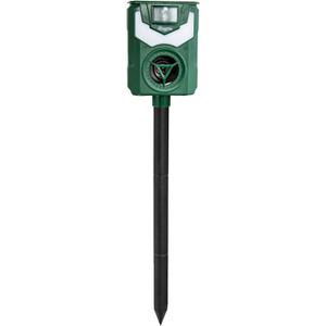 Sunnydaze Solar-Powered Ultrasonic Animal Repeller and Mounting Pole - Solar or USB Powered - 5 Modes - PIR Motion Sensor