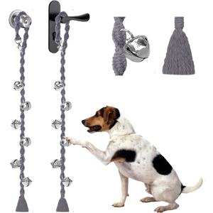 Dog Bells to Go Outside & Puppy Potty Training, Adjustable Dog Door Bell Ring to Go Potty, Handmade with Premium Yarn. Twisted Style, Grey 2 Count