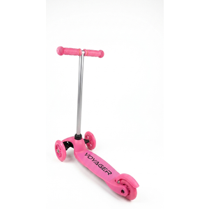 Kids Mini Kick Scooter Toy w/Light-Up Wheels, Height Adjustable T-Bar, Foot Break - Pink