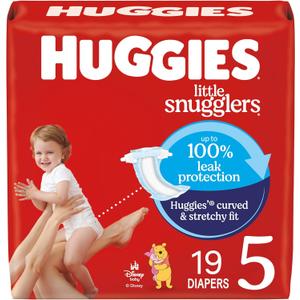 Huggies Size 5 Diapers, Little Snugglers Baby Diapers, Size 5 (27+ lbs), 19 Count