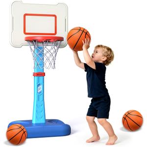 Toddler Basketball Hoop Indoor for Age 1 2 3, Adjustable Kids Basketball Hoop, Mini Basketball Hoop with 3 Balls for Outdoor Poolside, Christmas Birthday Sport Toys Gifts for Baby Boys Girls Age 1-3