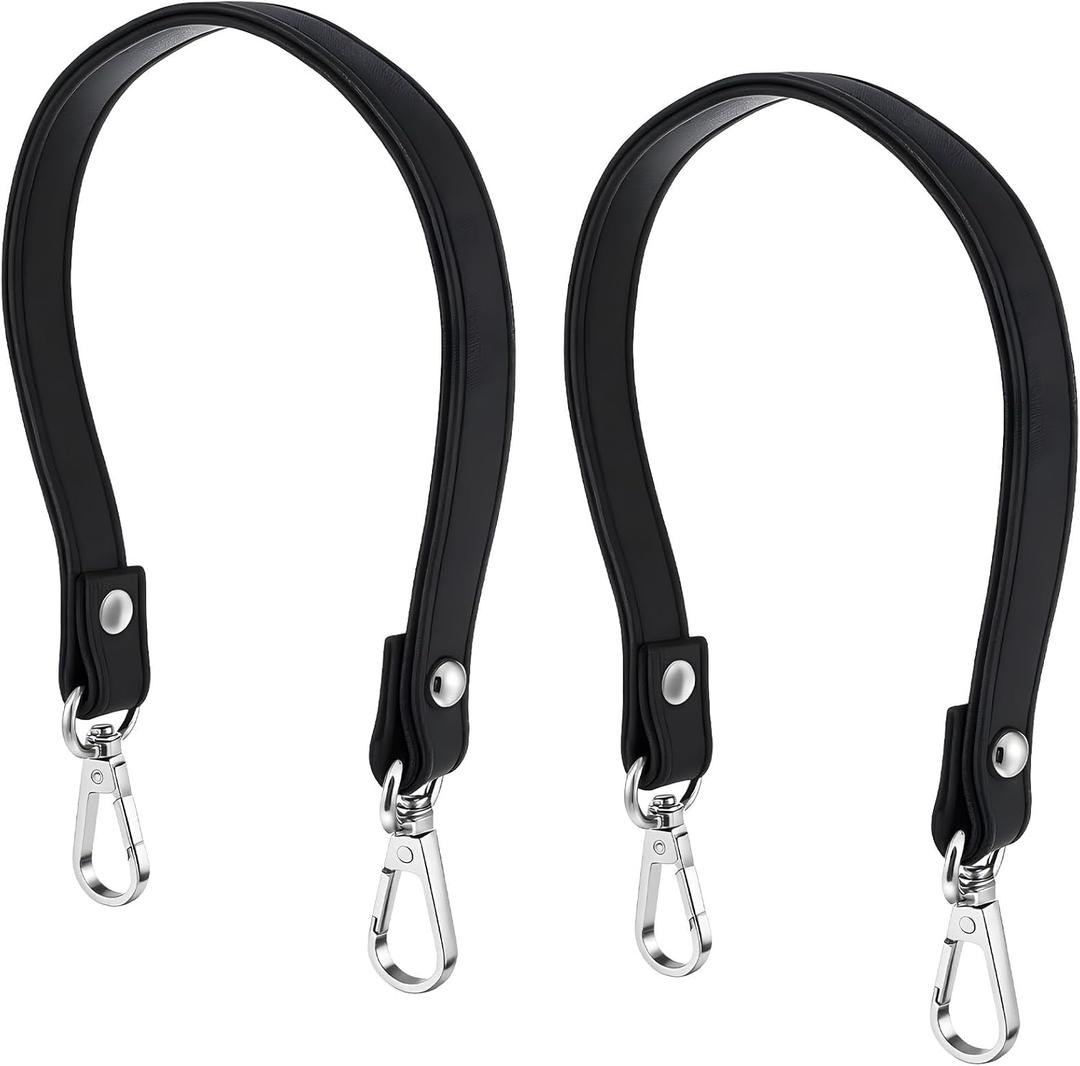 QfwdfcTrenz 2PCS Black Purses Leather Replacement Handles Straps, Black Leather Purse Straps, Sewing Canvas Replacement Handbag Shoulder Bag for Small Bag Handbags
