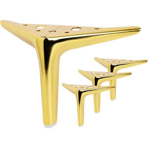4.7 Inch Shiny Gold Furniture Legs, Metal Legs for Furniture Set of 4, DIY Replacement for Sofa Legs, Cabinet Legs, Ottoman Legs, Table Legs, Night Stand Legs and Dresser Legs