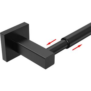 Towel Bar, Adjustable 12.7inch to 23.2inch Wall Mounted Towel Rack for Bathroom, Kitchen, SUS 304 Stainless Steel Towel Rod with Square Base (Matte Black)