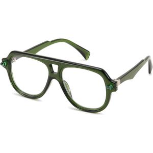 FEISEDY Stylish Reading Glasses for Woman Men Trendy Retro Double Bridge Readers B0287 (Green), Magnification Strength: 1.5 x