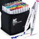 TRANSON Alcohol Markers for Drawing Coloring 48 Colors Dual-tip Fine and Brush Tips