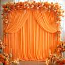 8x10FT Orange Backdrop Curtains for Wedding Parties, Wrinkle Free Polyester Photography Backdrop Drapes for Baby Shower Birthday Parties Easter Stage Background Stand Decorations 4x10ft,2 Panels