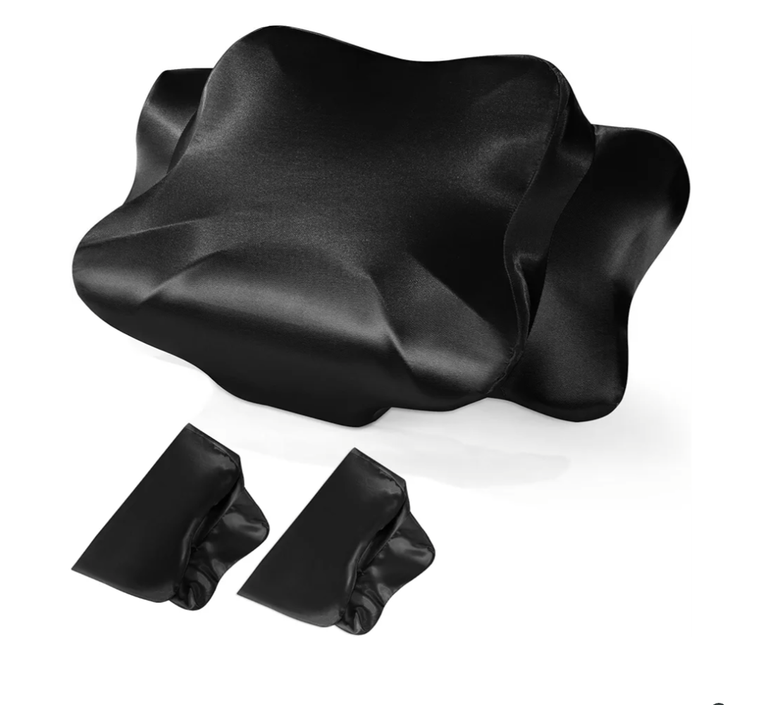 BALAPET 2 Pack Satin Cervical Pillowcase, Smooth & Soft Pillow Case Cover,Ergonomic Pillowcase with Zipper,Cover Only(Black)