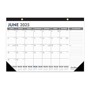 OuMuaMua 3-Pack Large Desk Calendars 2026-2027 - 18 Months from Jan. 2024 through Jun. 2025, 22" x 17" Desktop Wall Calendar with Julian Date To-do & Notes, Corner Protectors for School Home Office