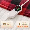 Homemate Electric Blanket Heated Throw - 50x60 Ultra Soft Cozy Flannel Heating Blanket with 10 Fast Heat Levels 8 Hours Auto Off Over-Heated Protection ETL Certification Keep Warm in Home Office (Red-black)