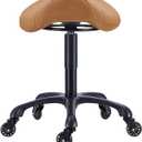 Saddle Salon Stool with Wheels,Heavy Duty Adjustable Rolling Stool for Barber, Tattoo, Nail,Spa,Dentist(Brown)