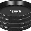 4Pack 12Inch Plastic Drip Trays Plant Saucers for Indoors Outdoor Plant, Thick Heavy Durable Sturdy Flower Pot Trays for Pots Planter, Black