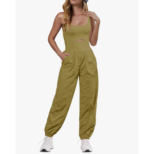 Panadila Womens Workout Onesie Athletic Romper One Piece Jumpsuits Backless Tops Hiking Pants with Pockets Size Small