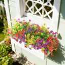 Artificial Flowers for Outdoors, 14 Bundles UV Resistant Fake Silk Flowers with Greenery Grass Lavendar Faux Plants Planter for Summer Decoration Porch Patio Yard Home Decor