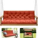 Porch Swing Cushions,Outdoor Cushions 3 Seater Replacement with Backrest, Waterproof Thickened Bench Cushion with Ties for Porch, Patio,Outdoor, Backyard and Garden (Orange 60 * 40 in)