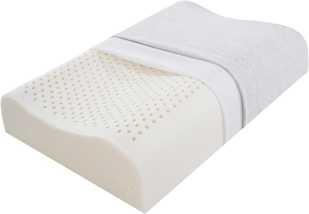 Nature Latex Foam Pillows, Cervical Pillow for Neck and Shoulder Pain Relief, Ergonomic Contour Bed Pillow, Medium Firm for Side Sleep Stomach Sleeping and Back Sleeper(23.6"15.7"3.7"/4.5")