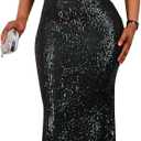 Cololura Sexy Sequin Tassel Mesh Perspective Party Cocktail Bodycon Evening Club Maxi Dress (3X-Large, Black)