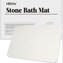 HBlife Stone Bath Mat, 23.5" X 15" Multipurpose Diatomaceous Earth Bath Mat for Bathroom, Stone Drying Mat for Kitchen Counter, Dog Water Bowl Mat, White - River