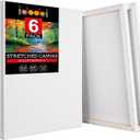 Stretched Canvases for Painting 6 Pack 16x20 100% Cotton Large Canvas Boards for Painting, White Painting Canvas for Oil, Acrylic Paint & Other Painting Media