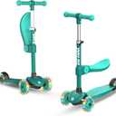 Gotrax KS3 Kids Kick Scooter, LED Lighted Wheels, Adjustable Height Handlebars and Removable Seat, Lean-to-Steer & Widen Anti-Slip Deck, 3 Wheel Scooter for Kids Ages 2-8 and up to 100 Lbs
