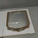 Vintage Gold Vanity Makeup Desk Arched Mirror 12"x18", Antique Traditional Table Mirror with Ornate Metal Frame & Bracket, Small Baroque Decor for Living Room,Bedroom,Tabletop