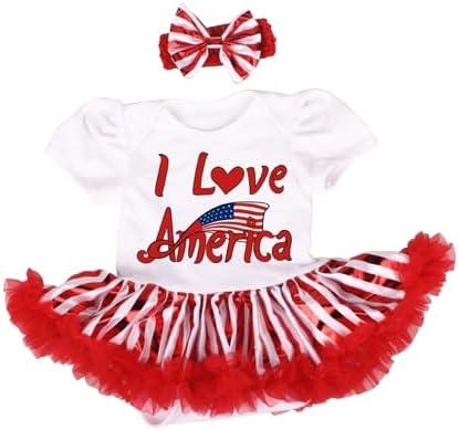 RONGTAI My First 4th of July Baby Girl Outfit Independence Day Tutu Skirt Short Headband Set 0-18 Months
