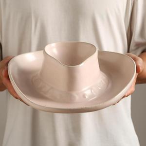 Chip and Dip Serving Set Bowl Cowboy Hat Chips and Salsa Serving Light Pink