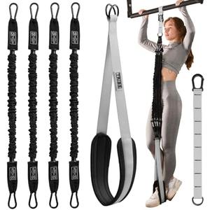 Pull Up Assistance Bands Set - 4 Heavy-Duty Pull Up Bands, Height Adjustable Strap & Comfortable Foot Strap - Stackable Pull Up Resistance Bands for Pull Ups