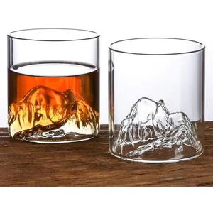 Japanese Fujiyama Glasses, Old Fashioned Whisky Glasses Set of 2, 300ml (Transparent)
